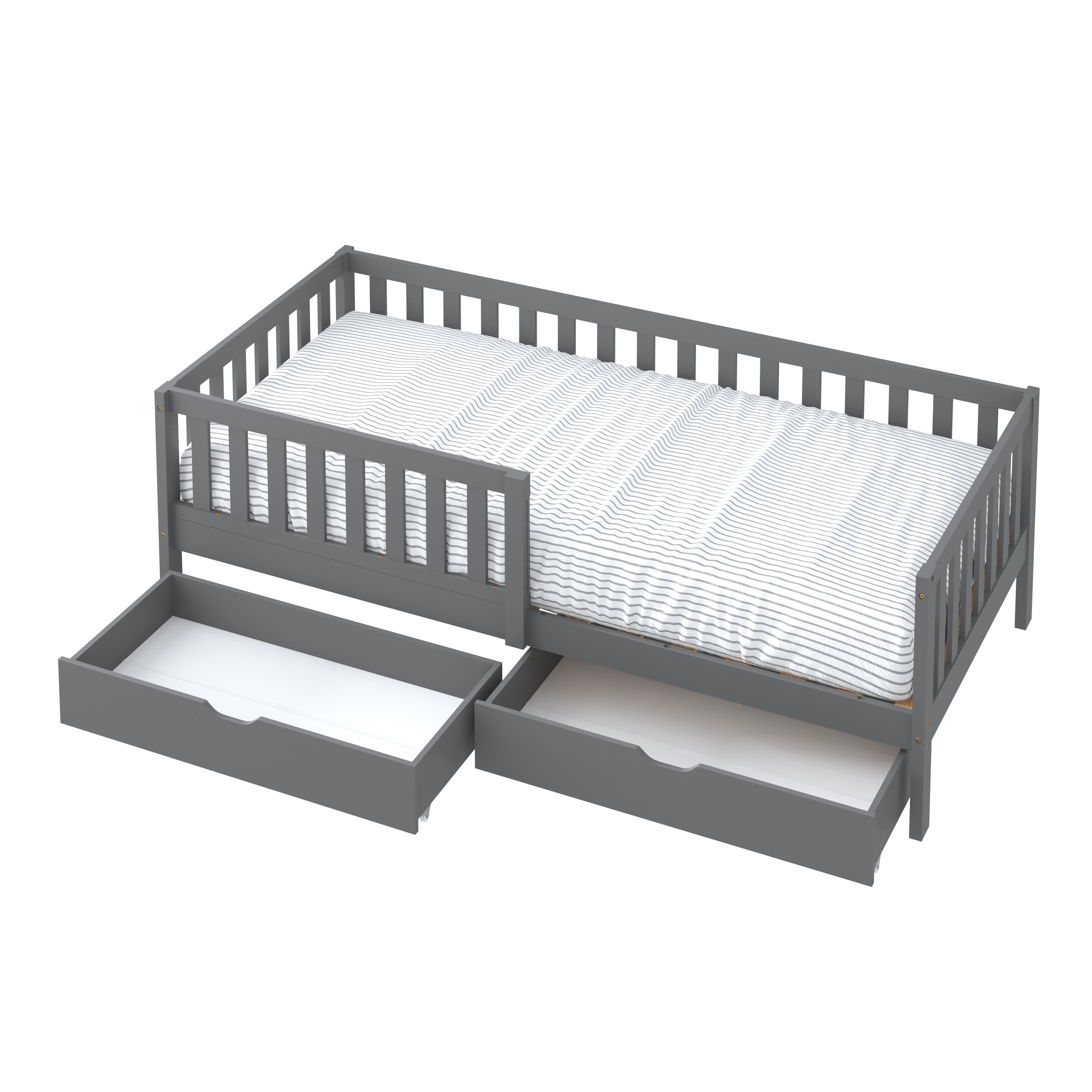 Isa Kids Bed with Storage Drawers Grey – Without Mattress