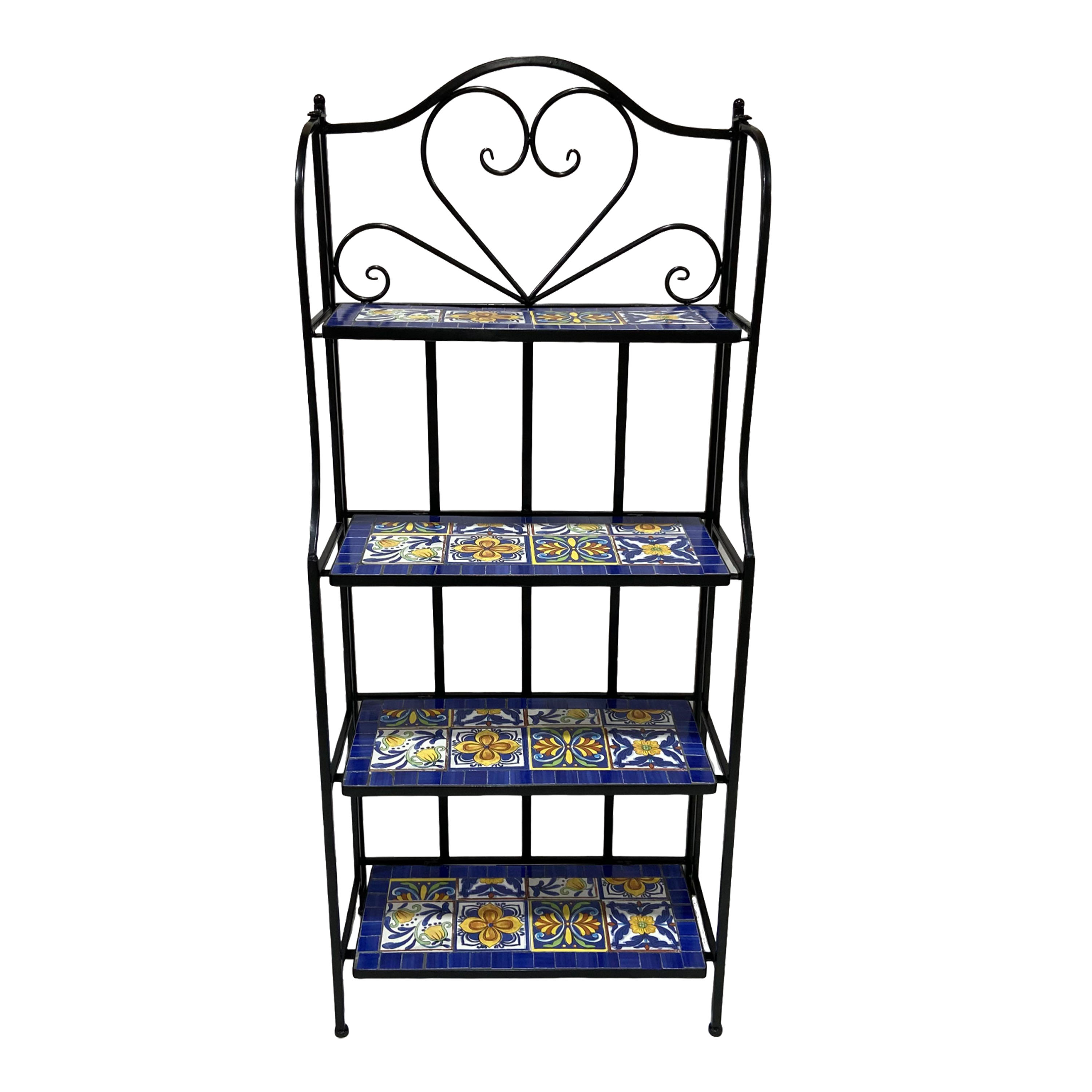 Cleo Metalen Plantenrek Mozaïek Mediterrane stijl Blauw/geel