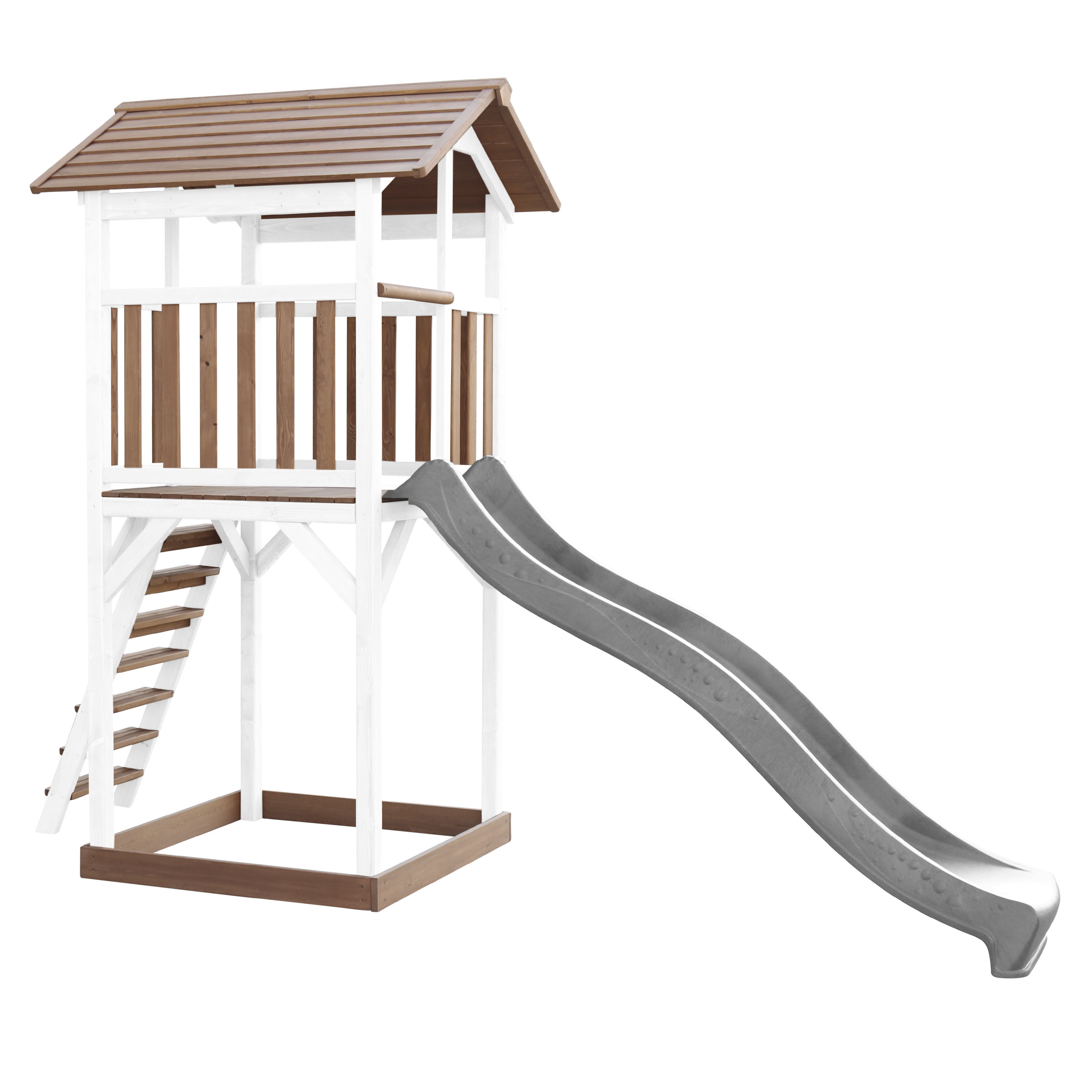 Beach Tower Speeltoren Bruin/wit - Grijze Glijbaan