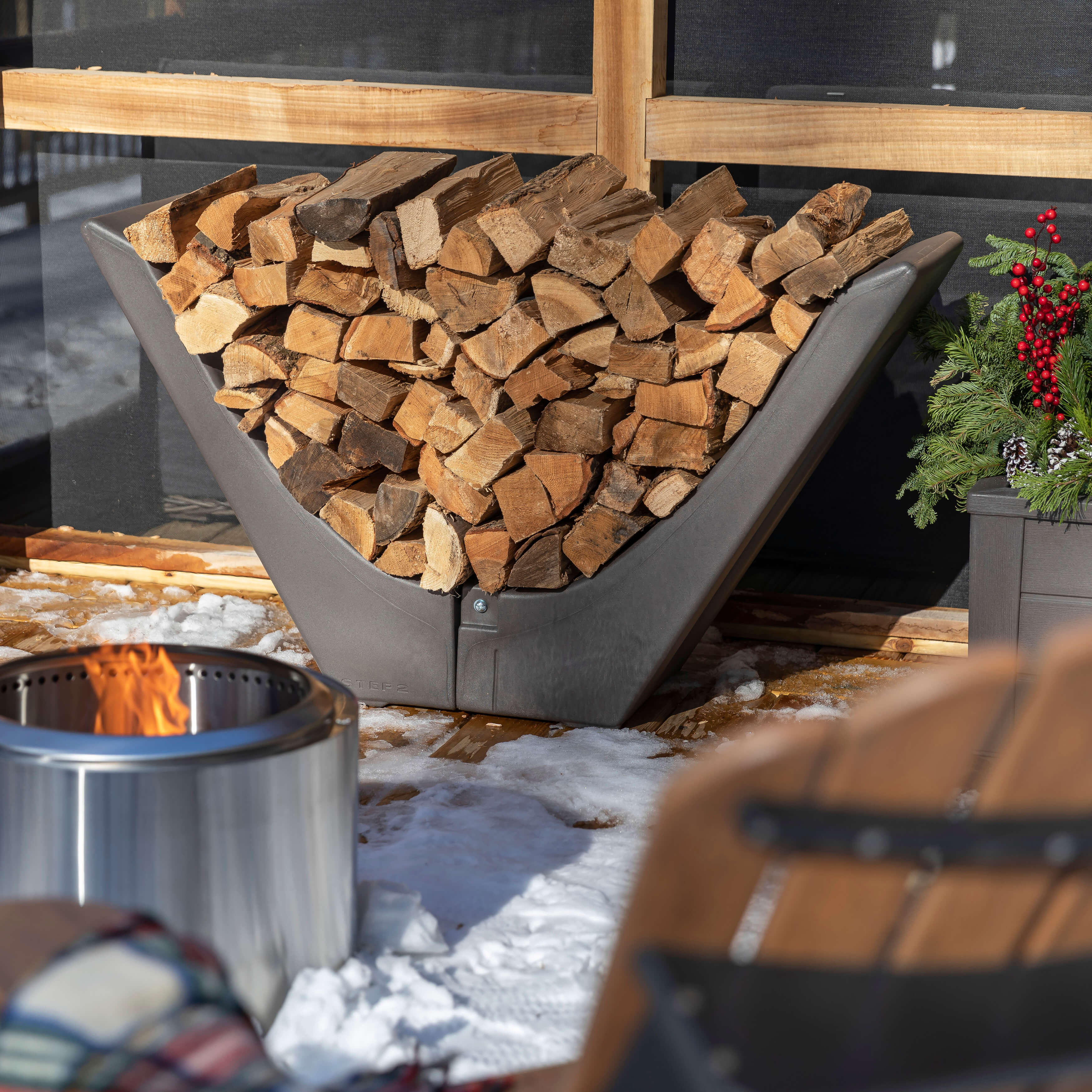 Longhorn Holzkorb für Kaminholz