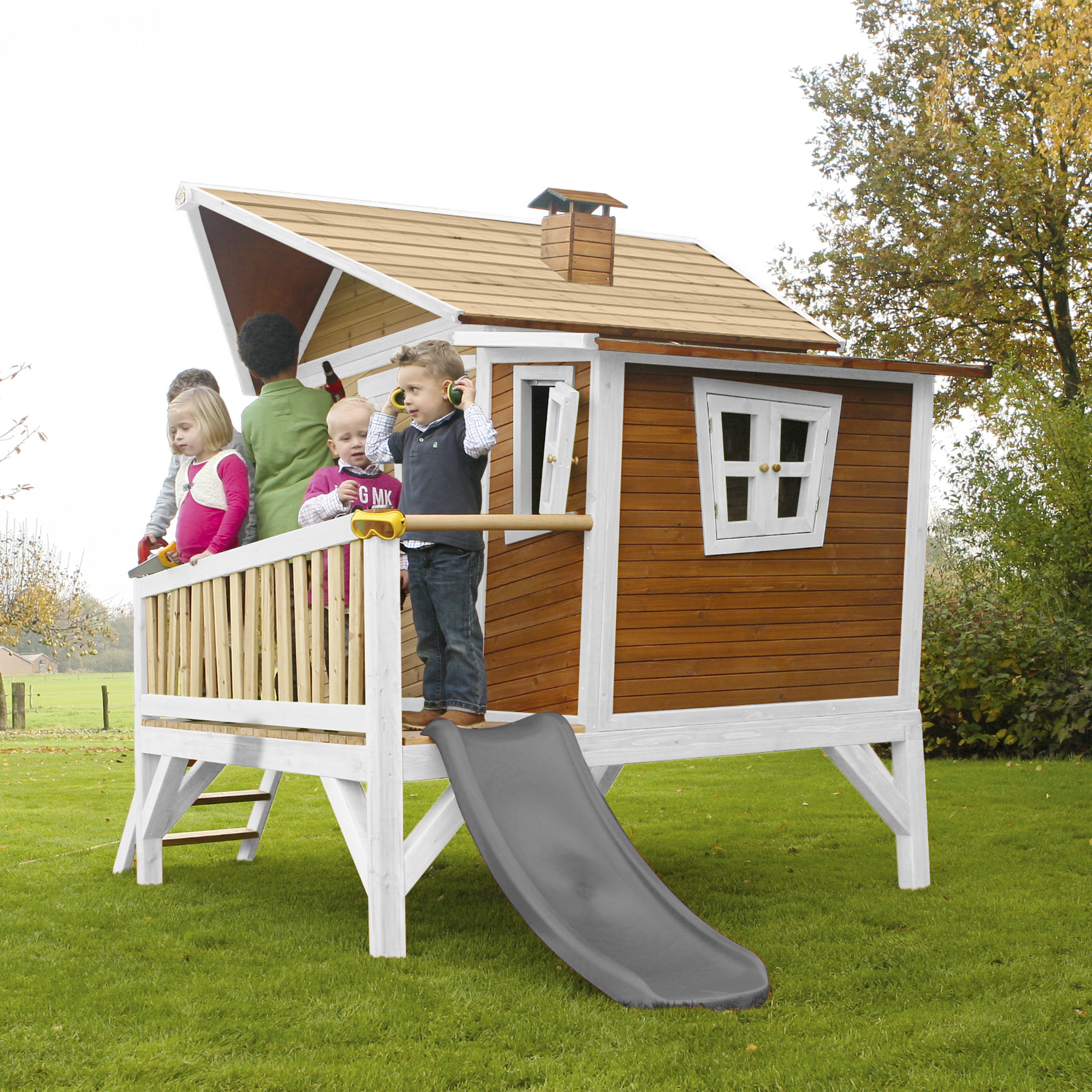 Emma Playhouse Brown/White - Grey Slide