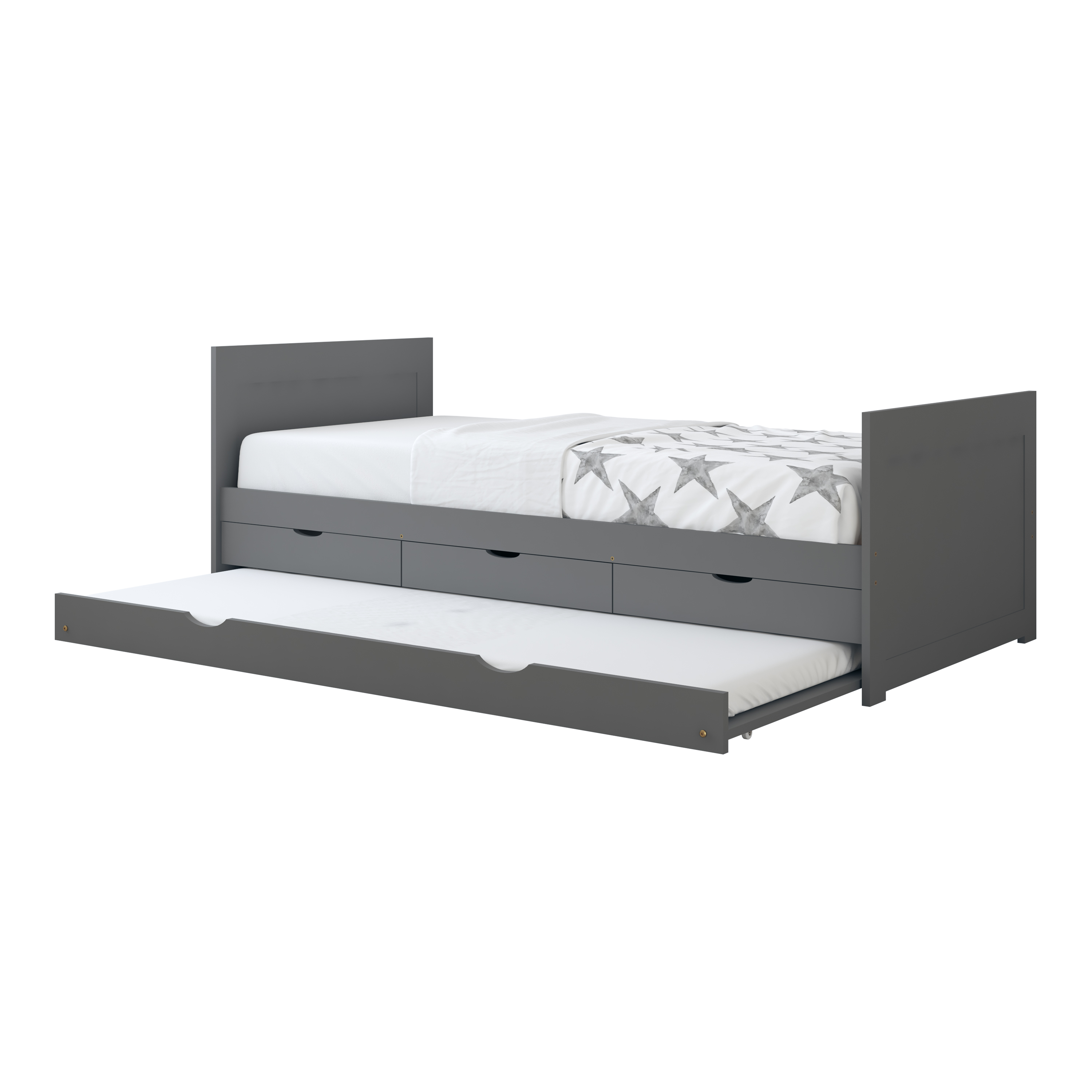 Eli Kids Bed with Trundle Grey– Without Mattress