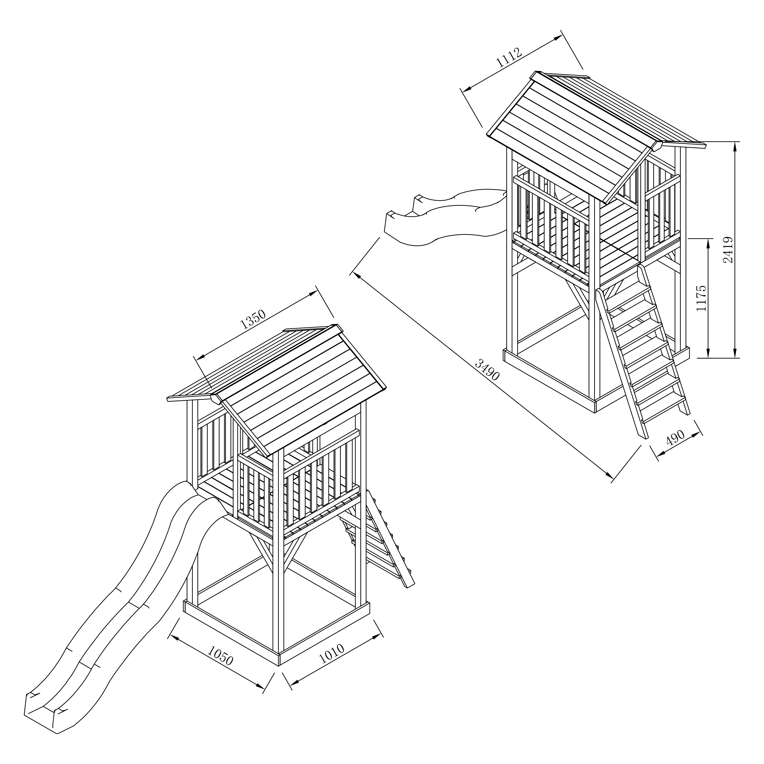 Beach Tower Speeltoren Bruin - Grijze Glijbaan