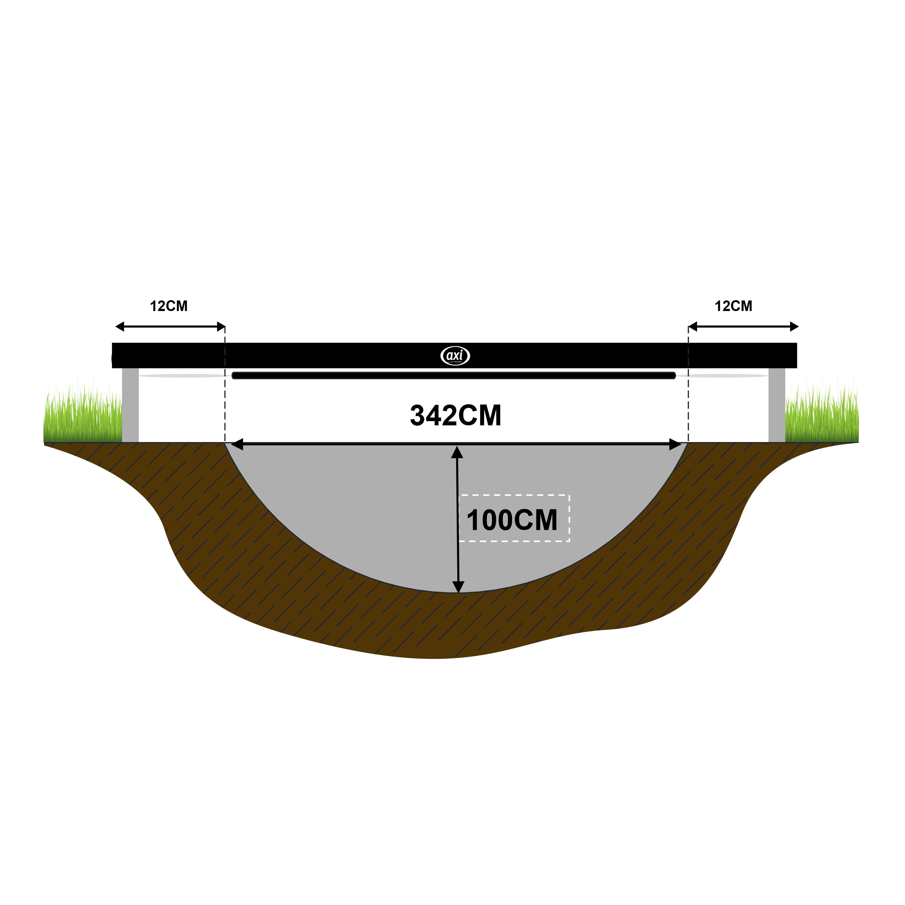 Denver Trampoline 12ft - Inground - Black