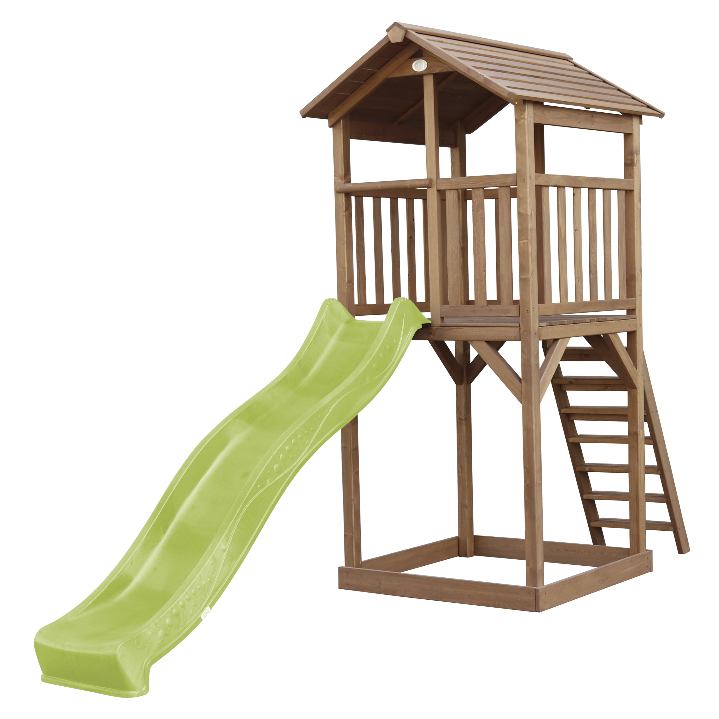 Beach Tower Speeltoren Bruin - Limoen groene Glijbaan