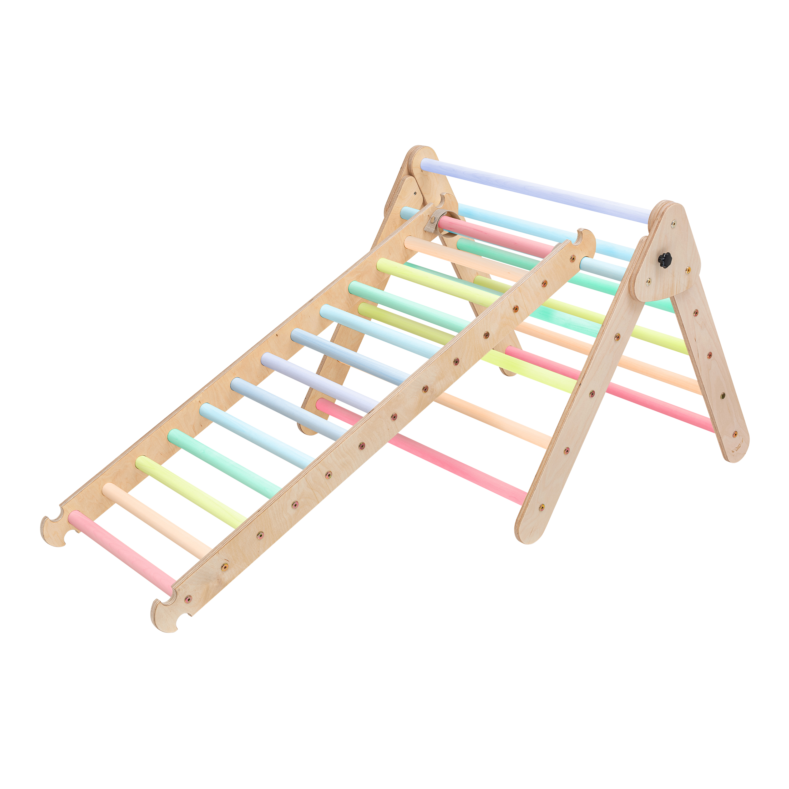 Houten Klimdriehoek met Ladder Pastel