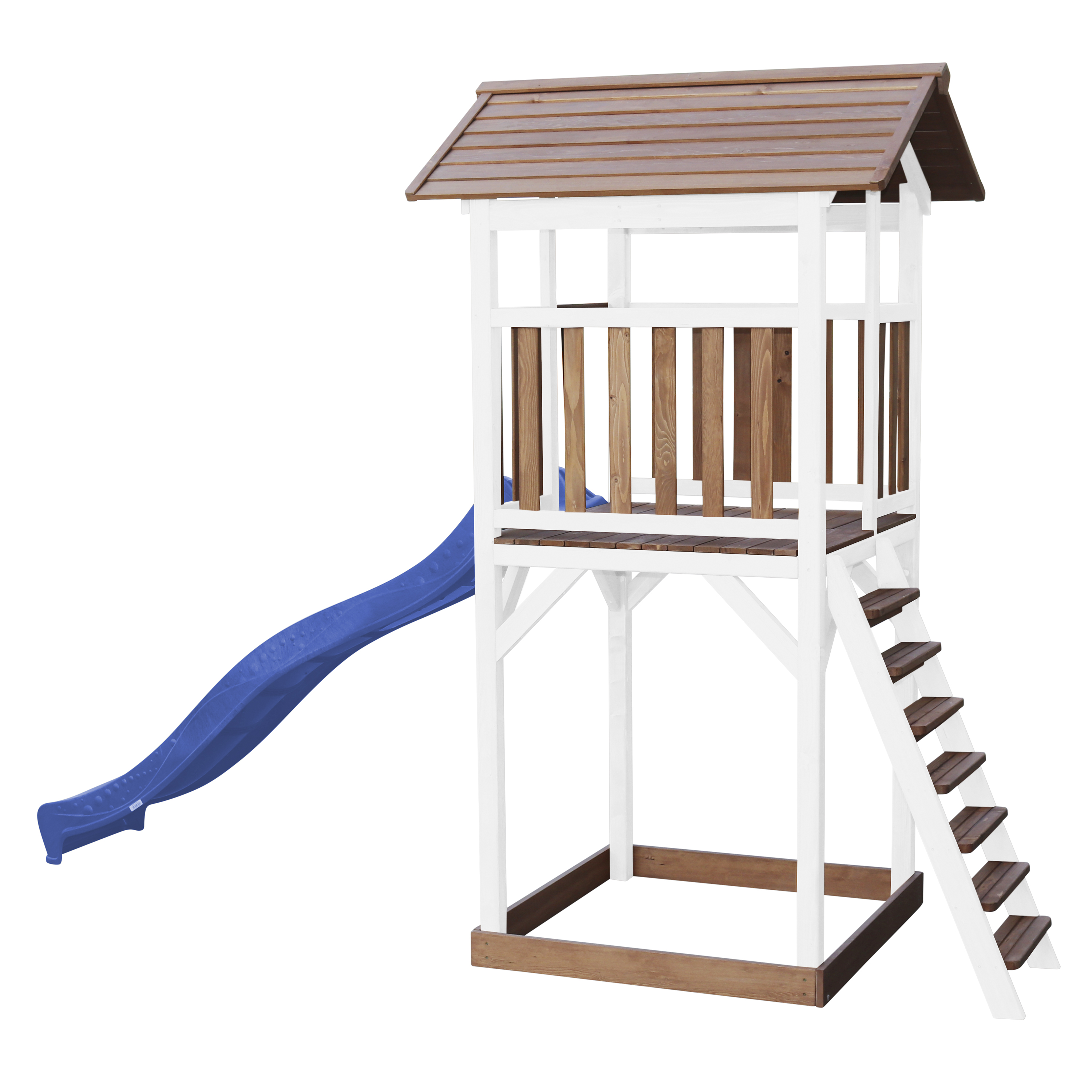 Beach Tower Speeltoren Bruin/wit - Blauwe Glijbaan