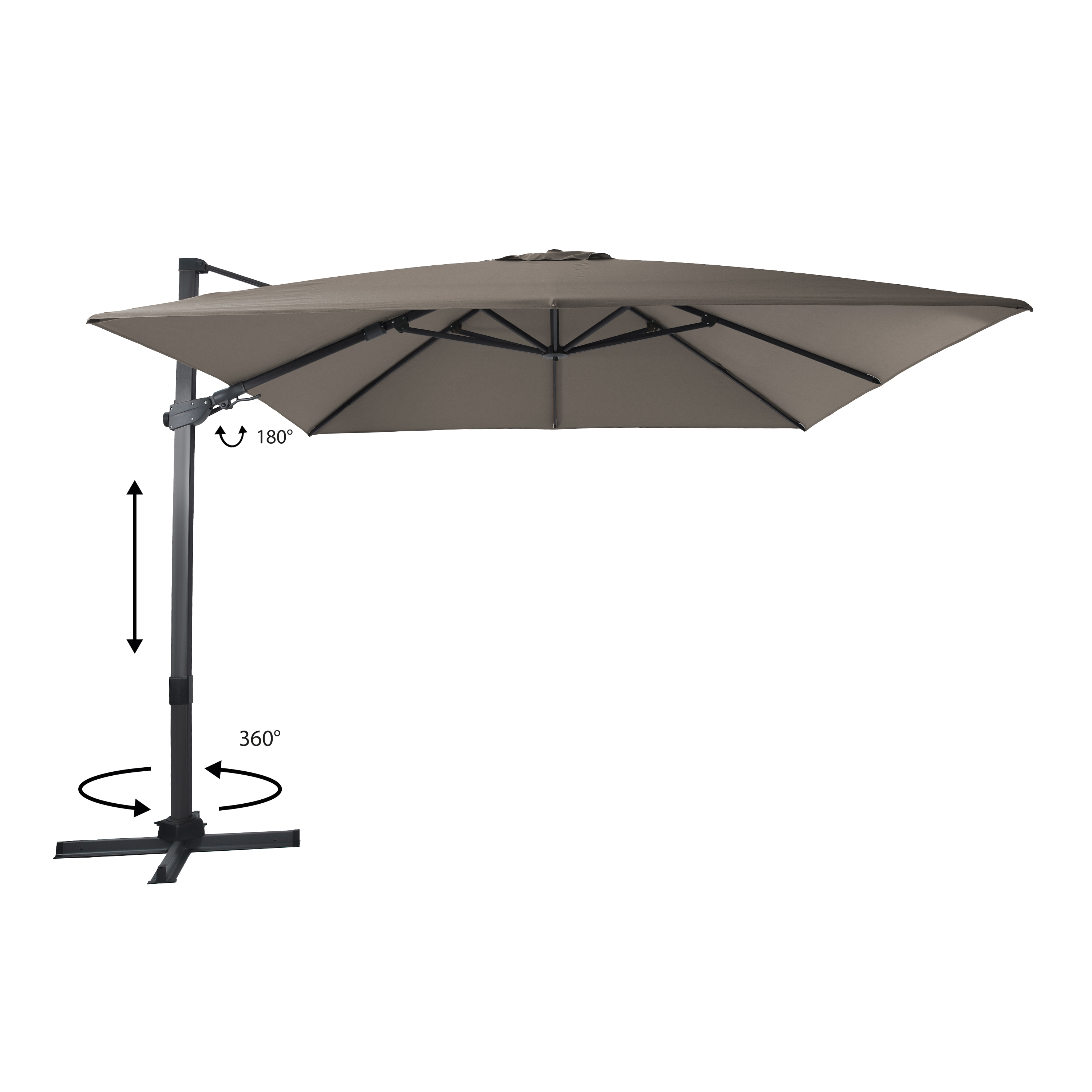 Apollo Premium Zweefparasol 300x300 Antraciet/taupe