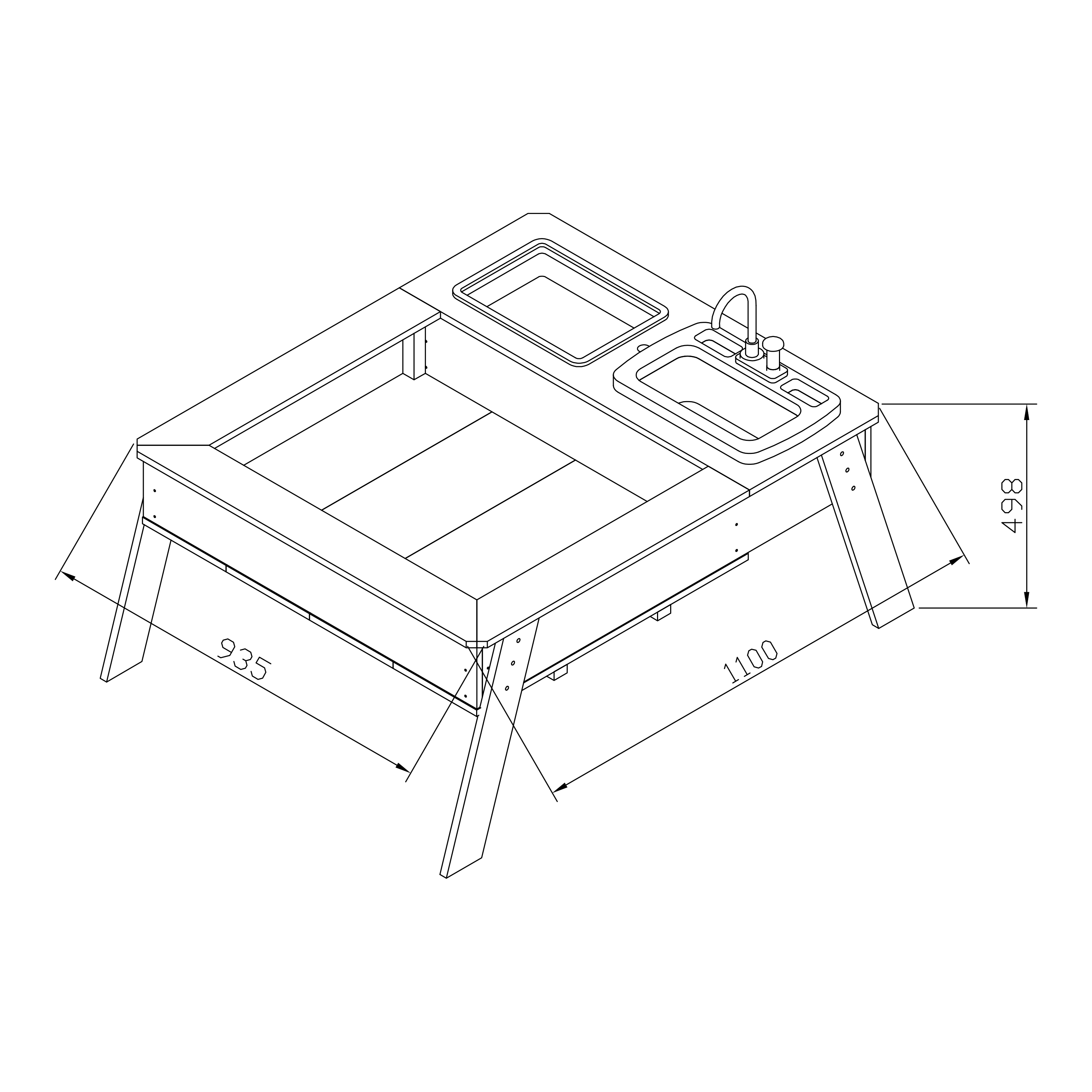 Linda Zand & Water Tafel met Speelkeuken wastafel Bruin/wit 