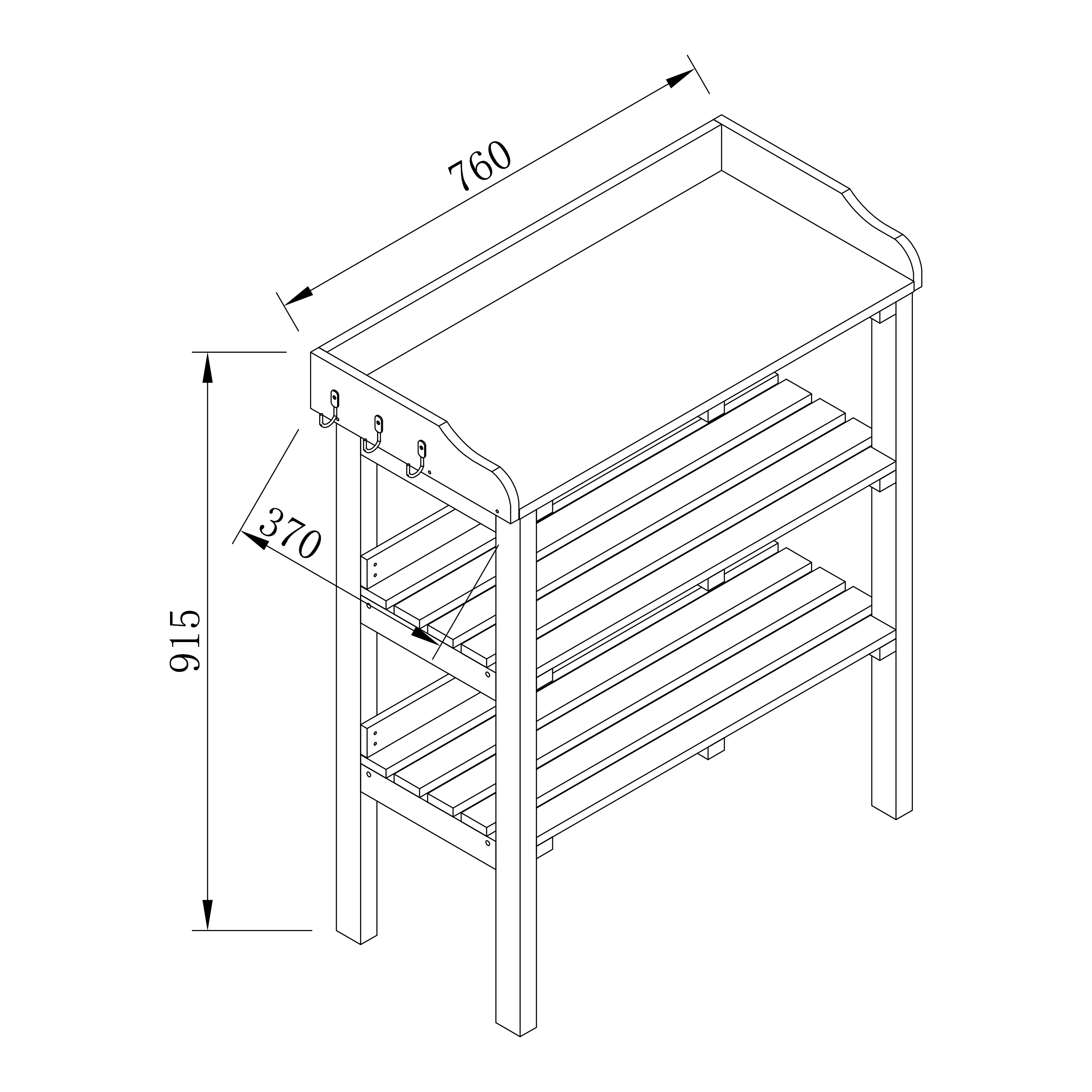 Oppottafel met opbergplanken Bruin/wit Oppottafel met opbergplanken Bruin/wit
