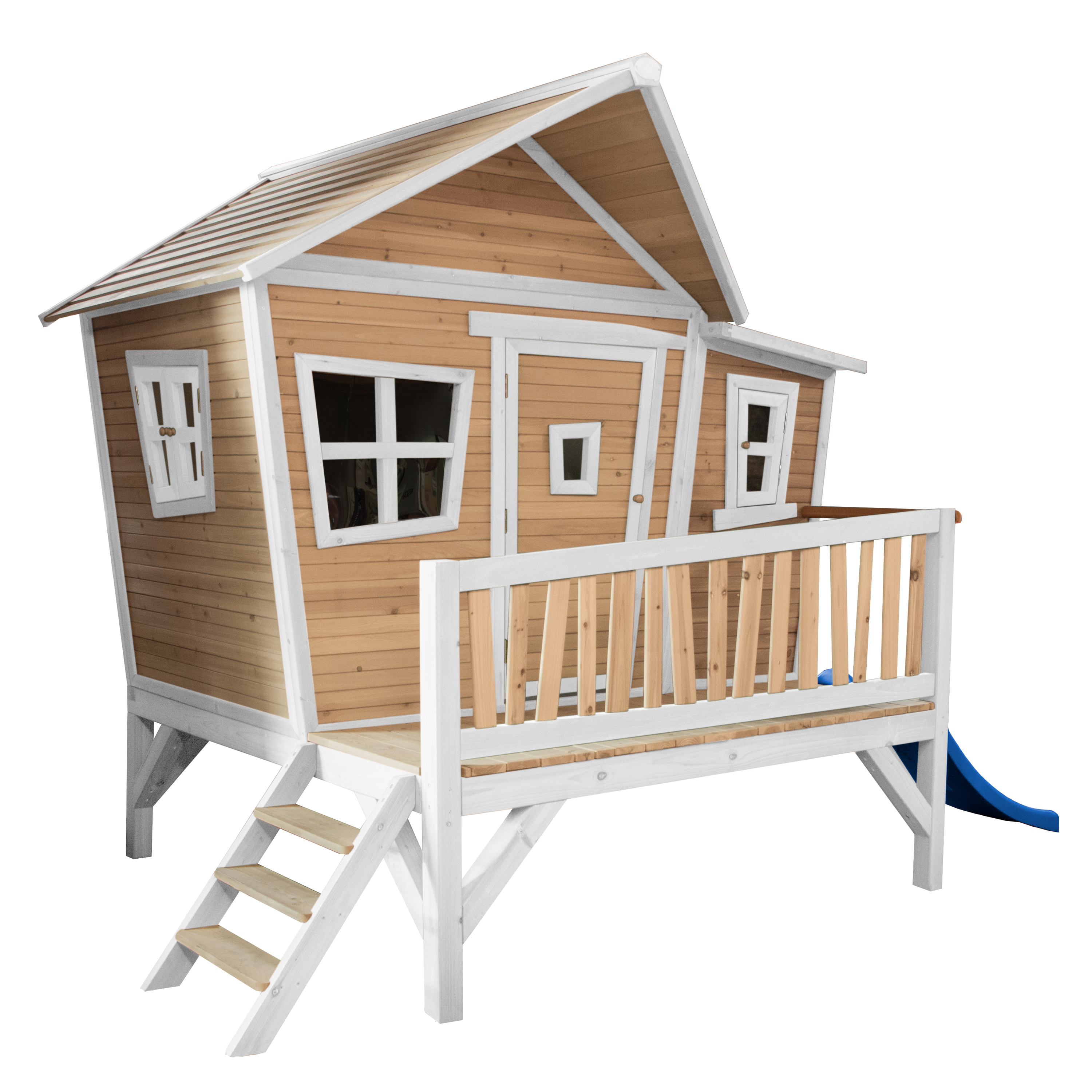 Emma Playhouse Brown/White - Blue Slide