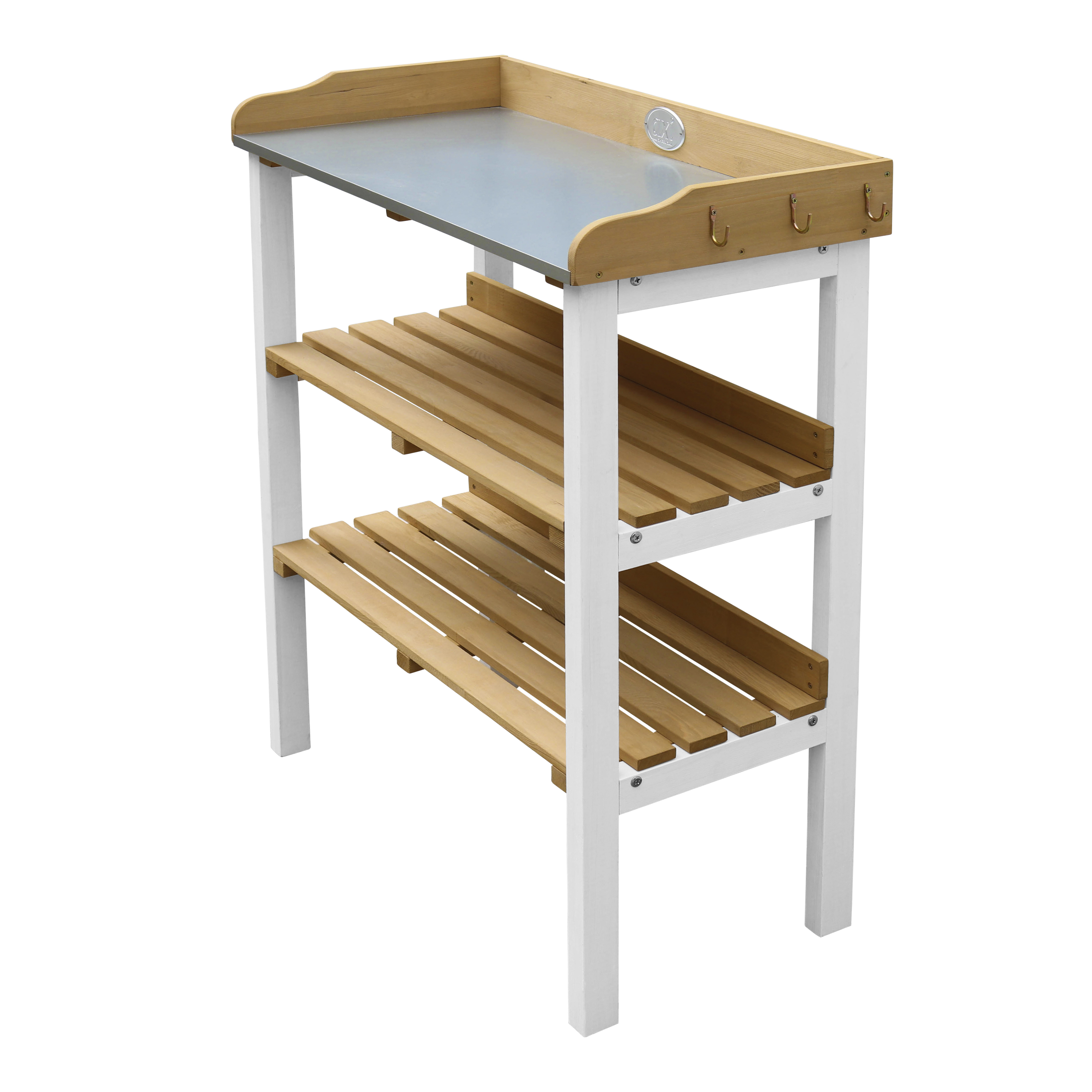 Oppottafel met opbergplanken Bruin/wit Oppottafel met opbergplanken Bruin/wit