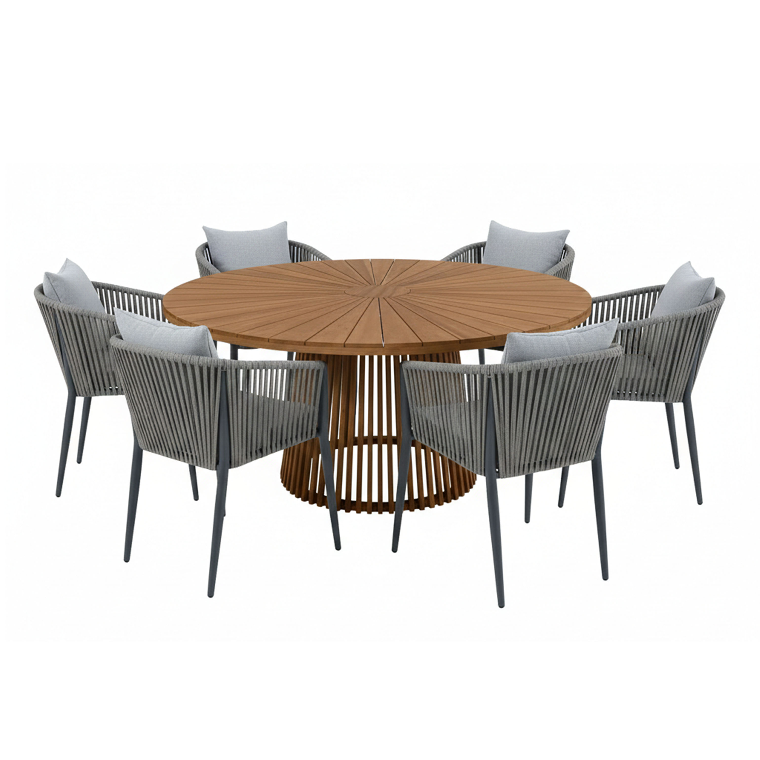 Hani/Faye 150 cm Tuinset 7-delig Teak/Antraciet