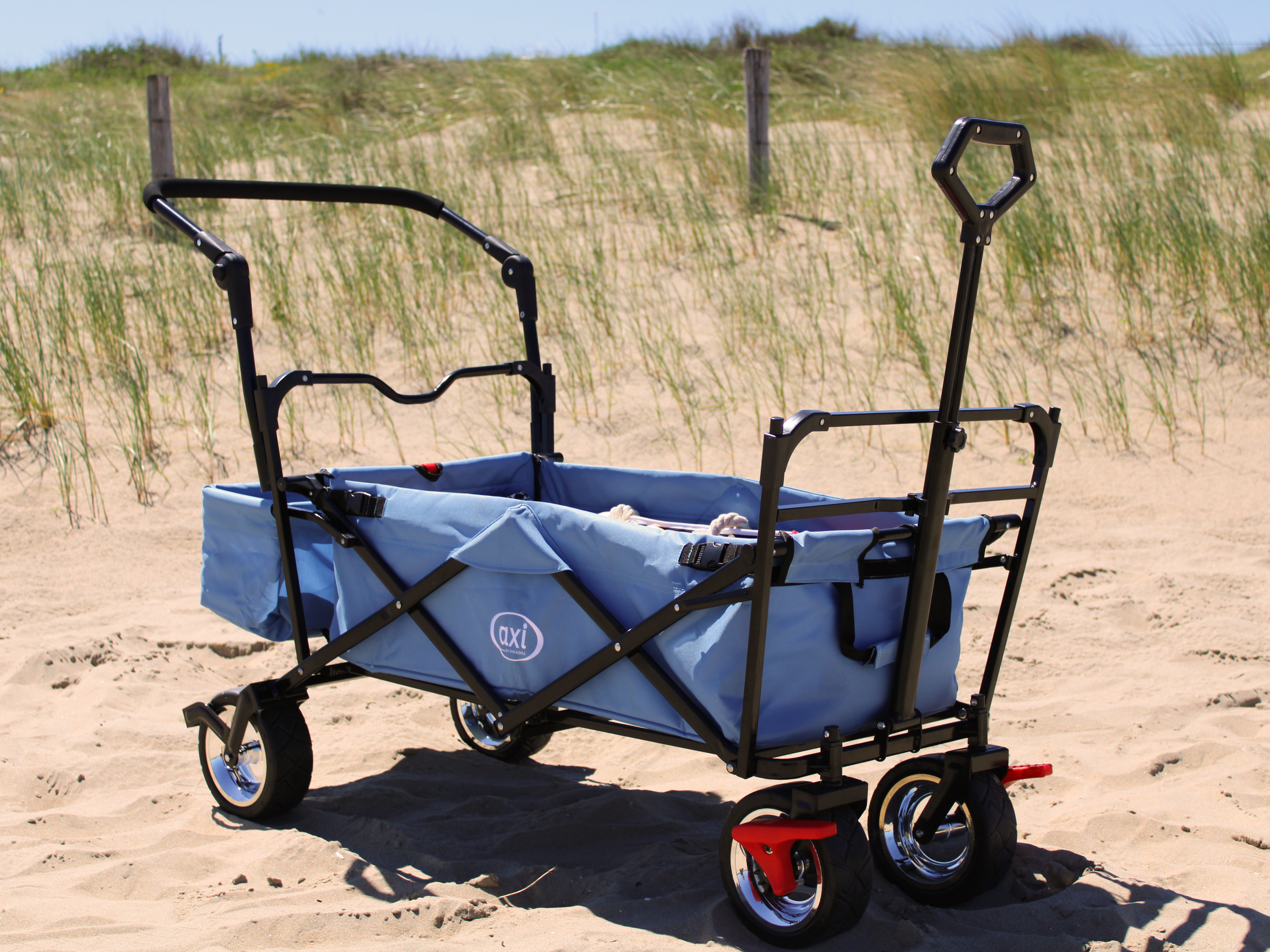 AB210 Foldable Beachwagon with roof, bag, brake and handleba