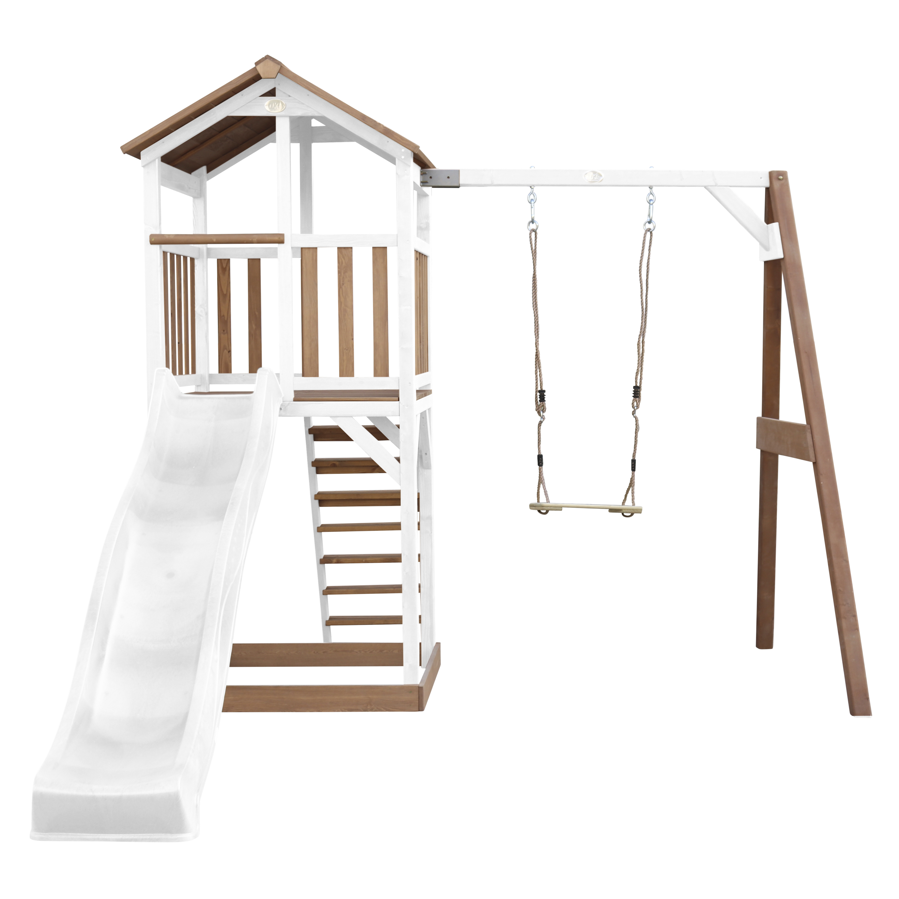 Beach Tower Speeltoren met Enkele Schommel Bruin/wit - Witte