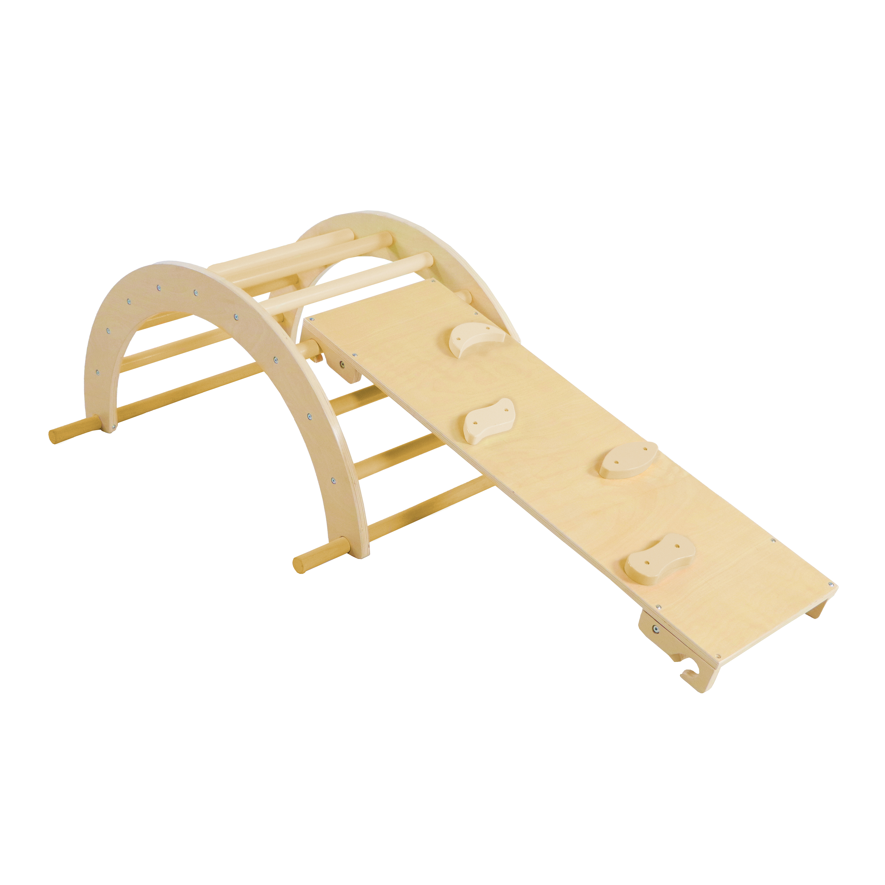 3-in-1 Houten Klimdriehoek met Klimwand en Roc