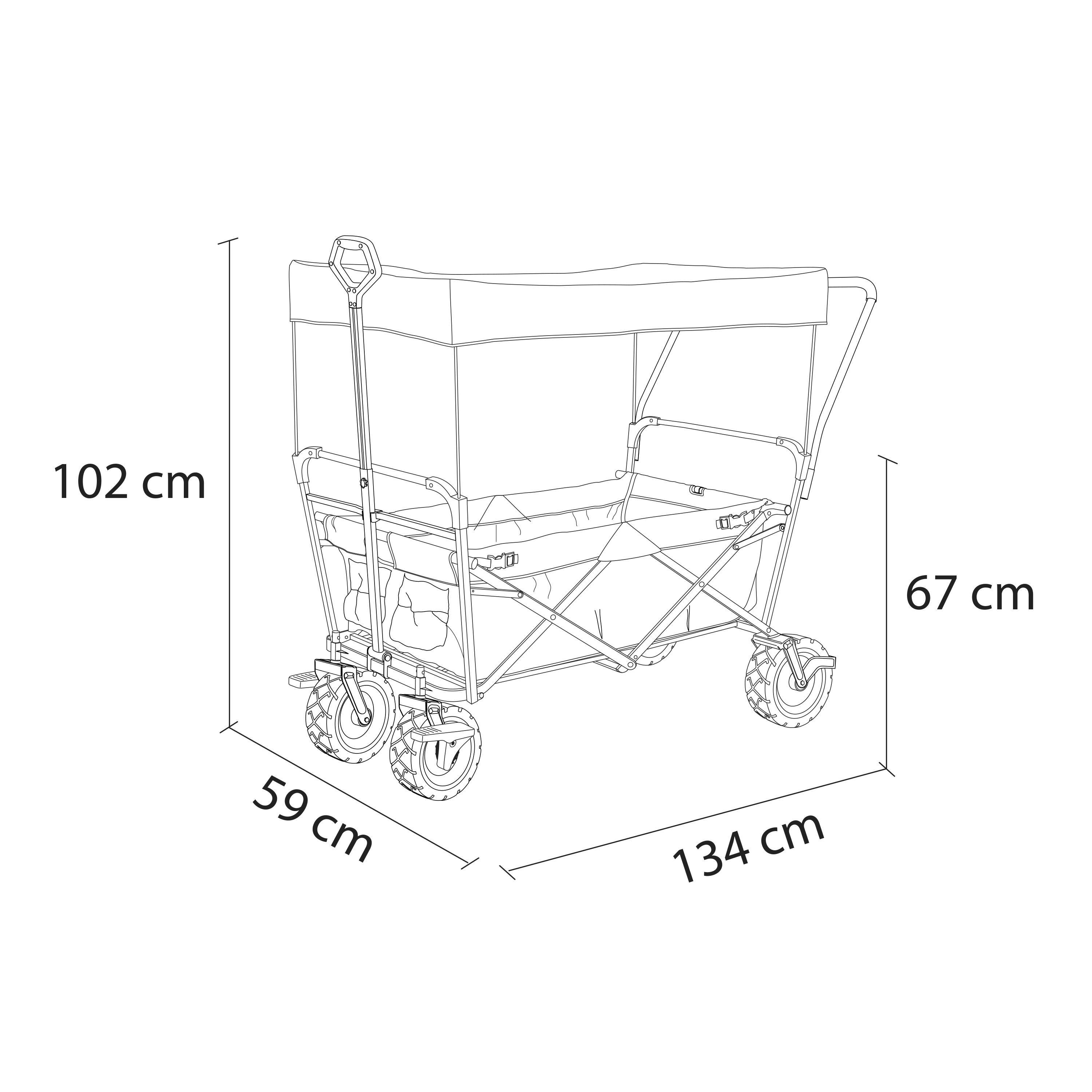 AB210 Foldable Beachwagon with roof, bag, brake and handleba