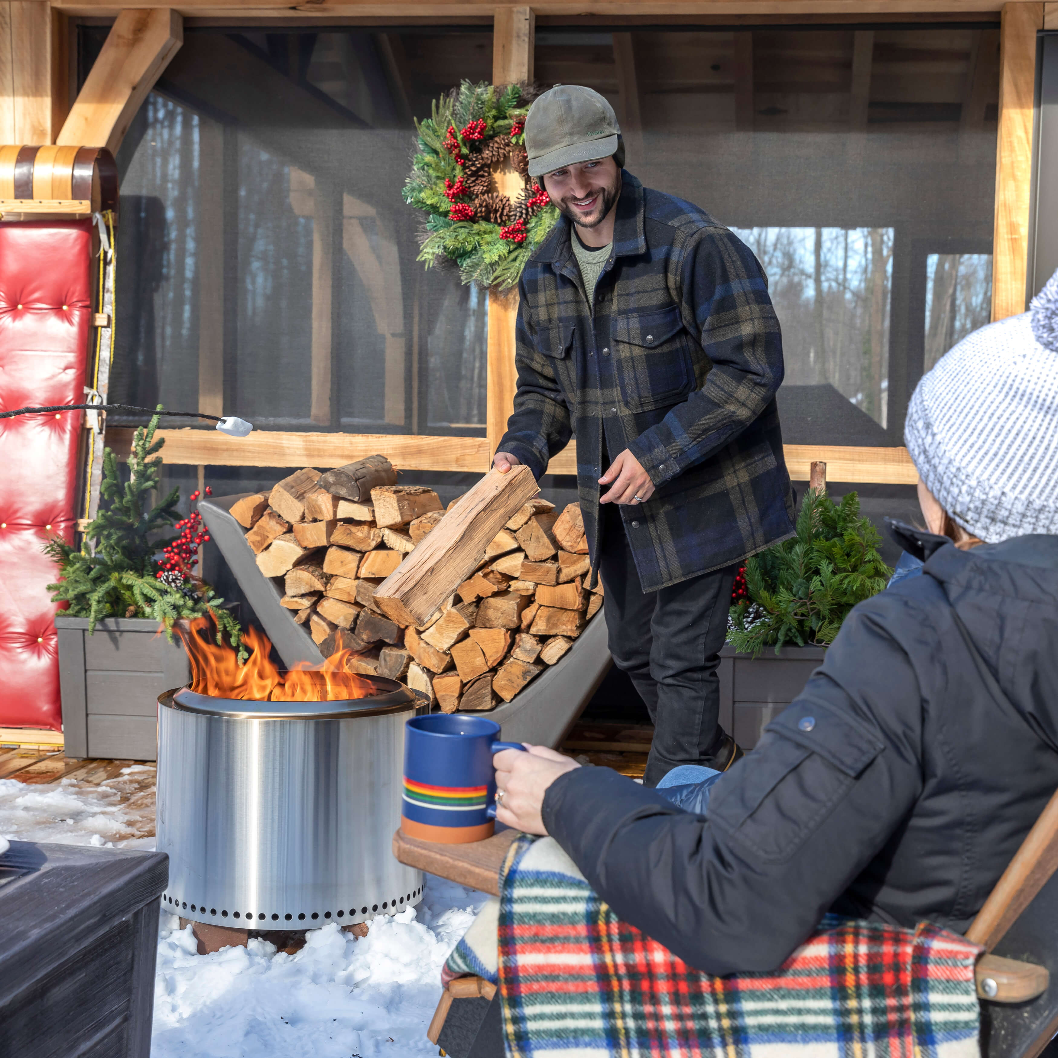 Longhorn Holzkorb für Kaminholz