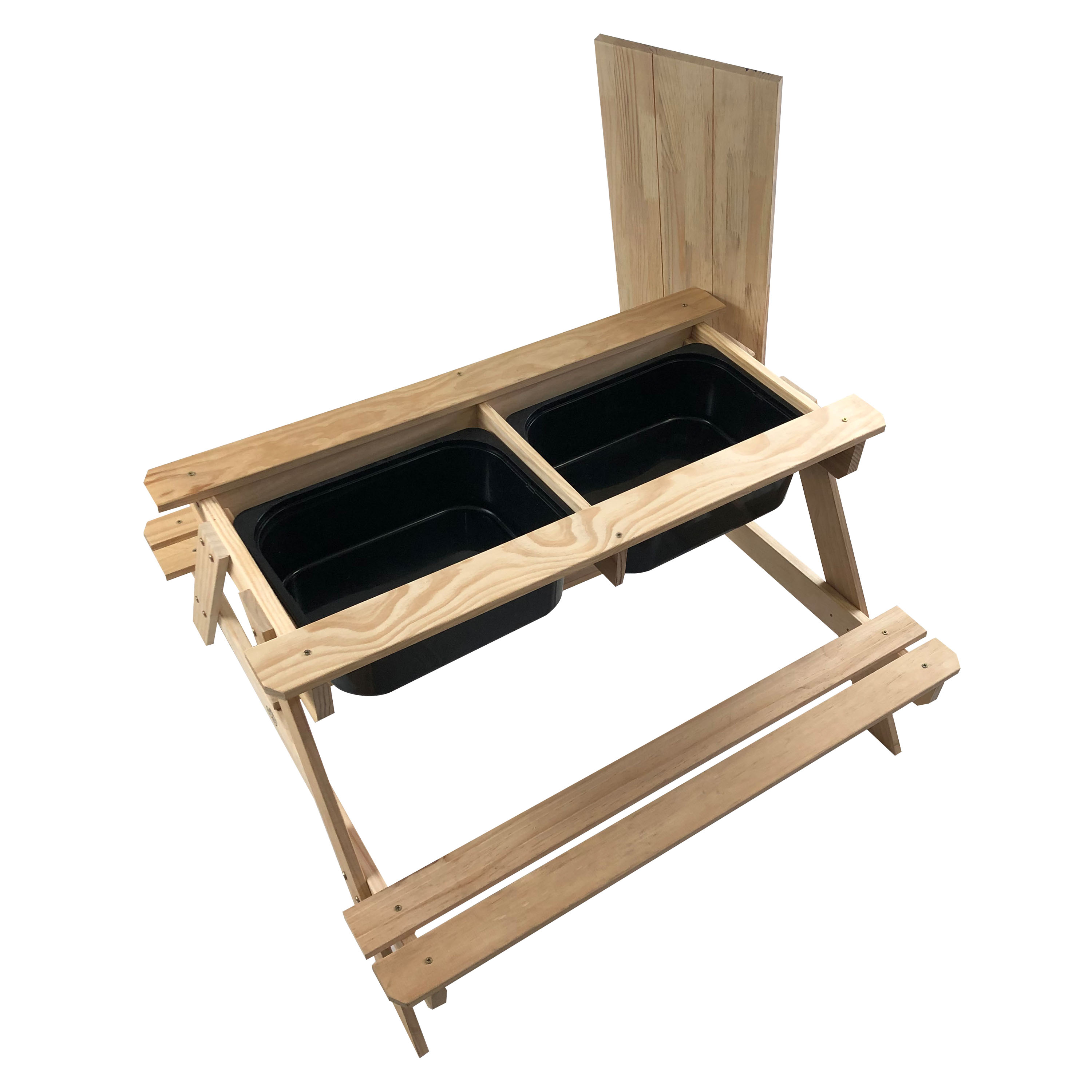 Dual Top 2.0 Sand & Water Picnic Table with Black Bins - Lim Dual Top 2.0 Sand & Water Picnic Table with Black Bins - Lim