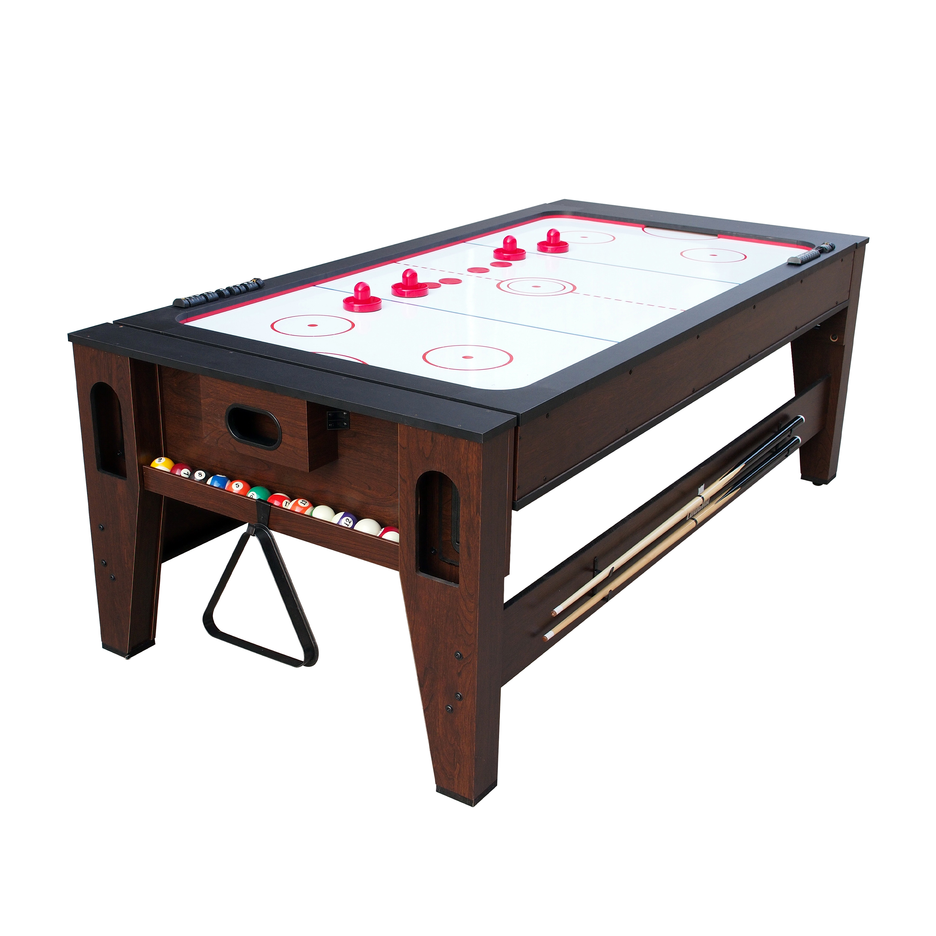 Table de Billard & Air Hockey Reverso 6ft marron / rouge pou