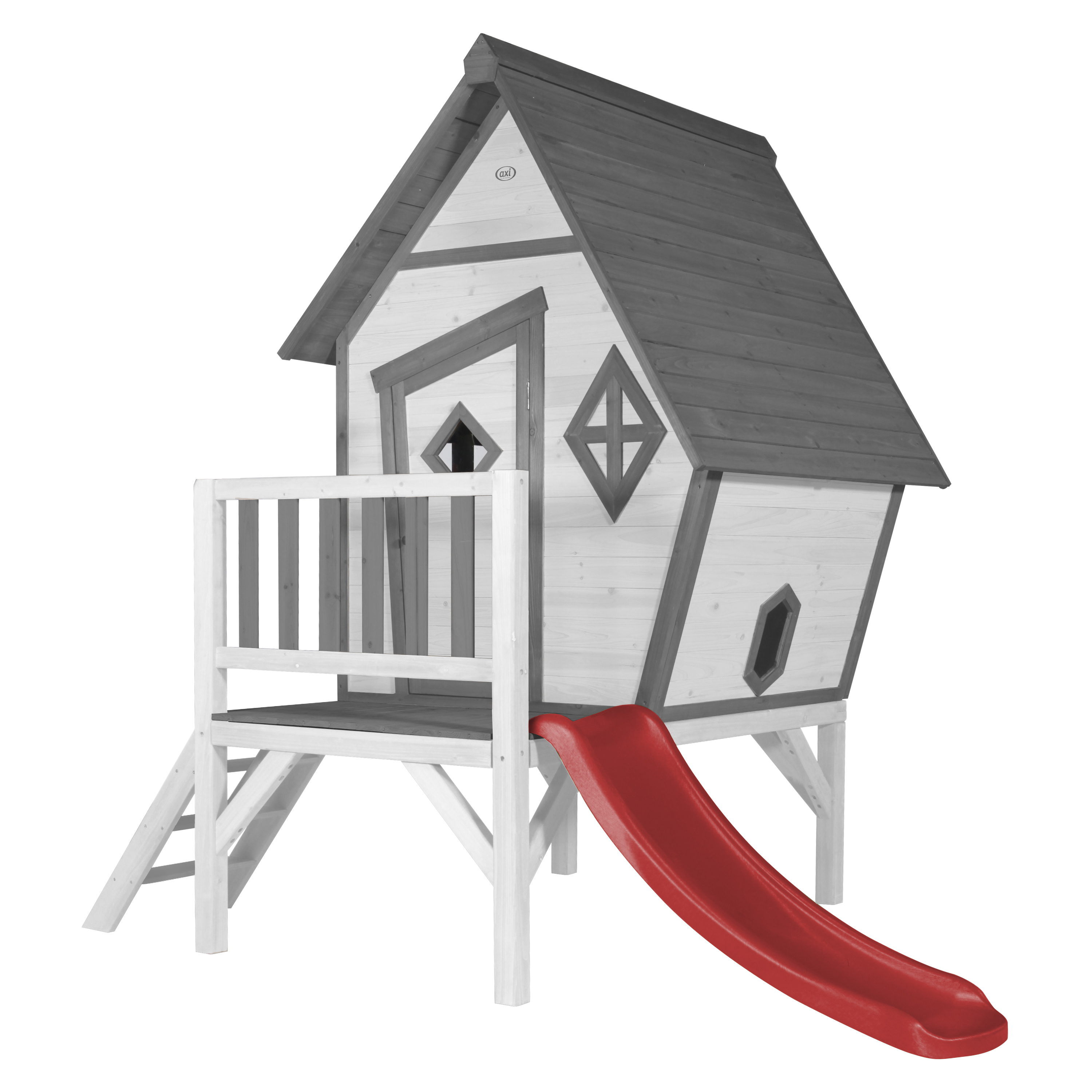 Cabin XL Playhouse Grey/White - Red Slide