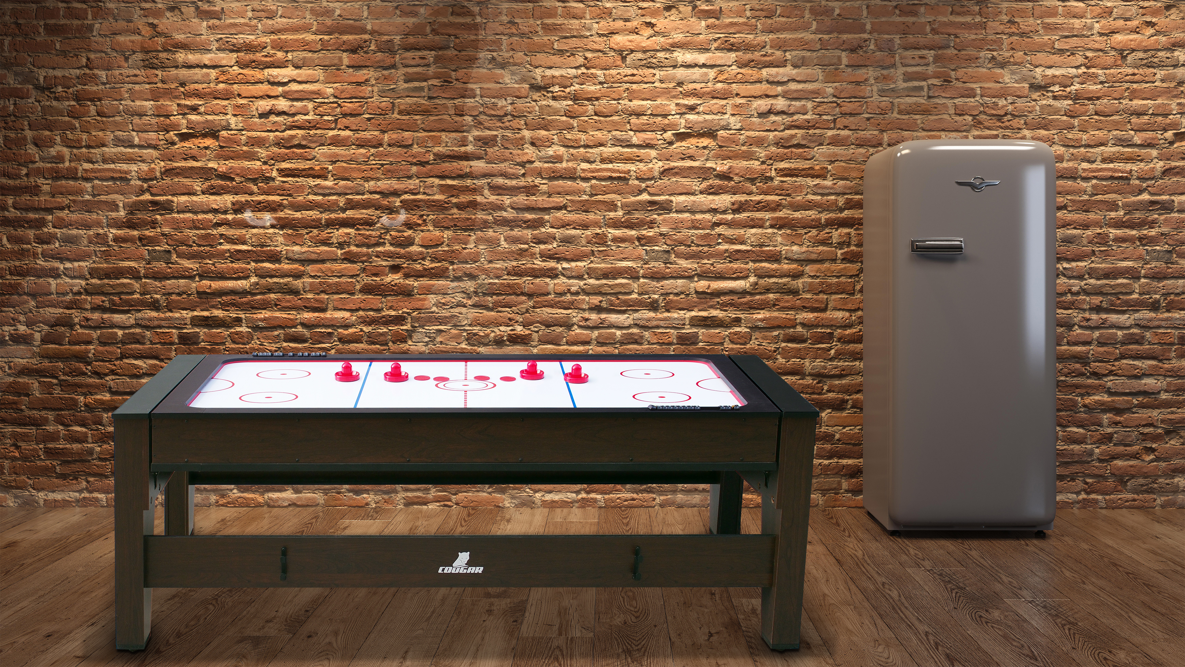 Table de Billard & Air Hockey Reverso 6ft marron / rouge pou