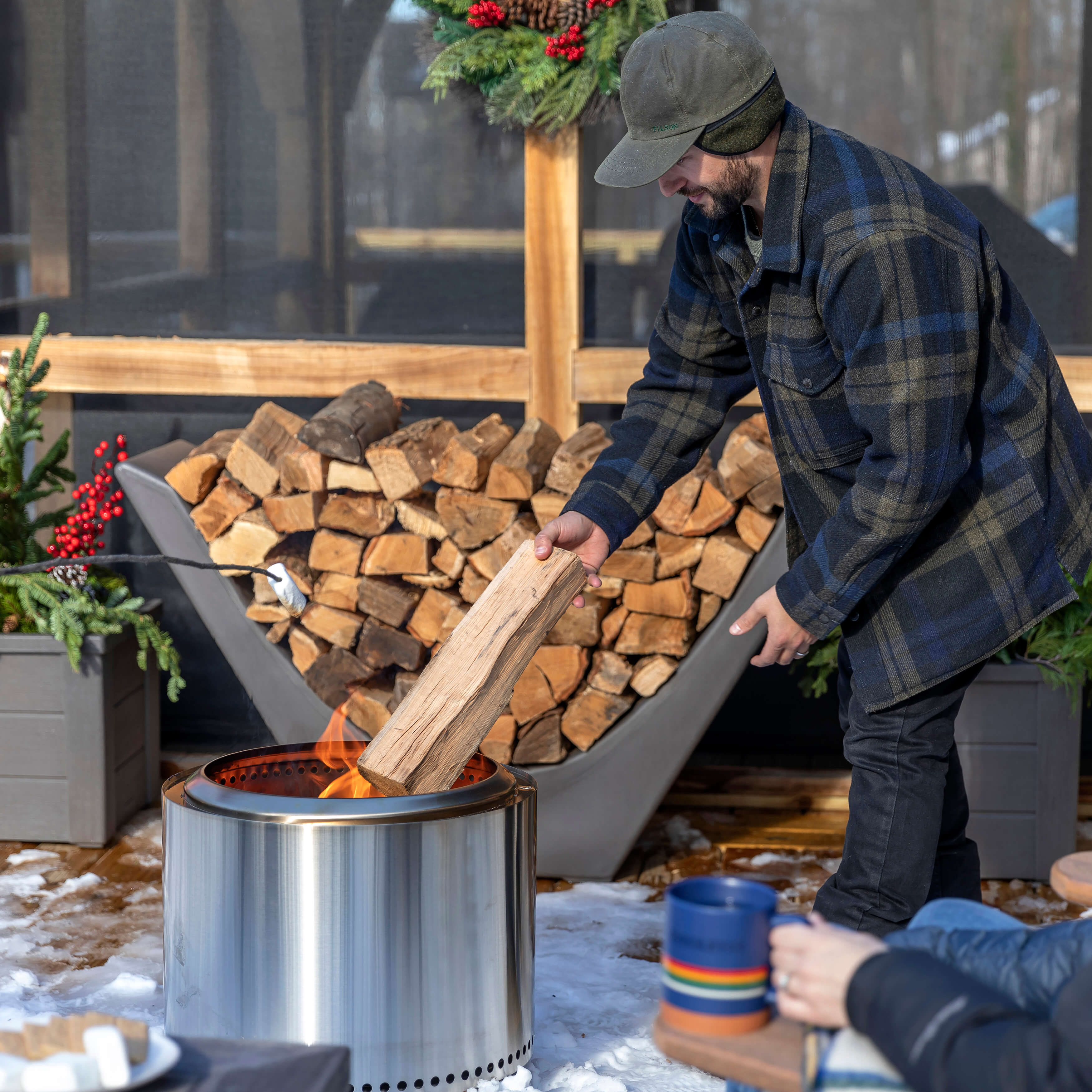 Longhorn Holzkorb für Kaminholz