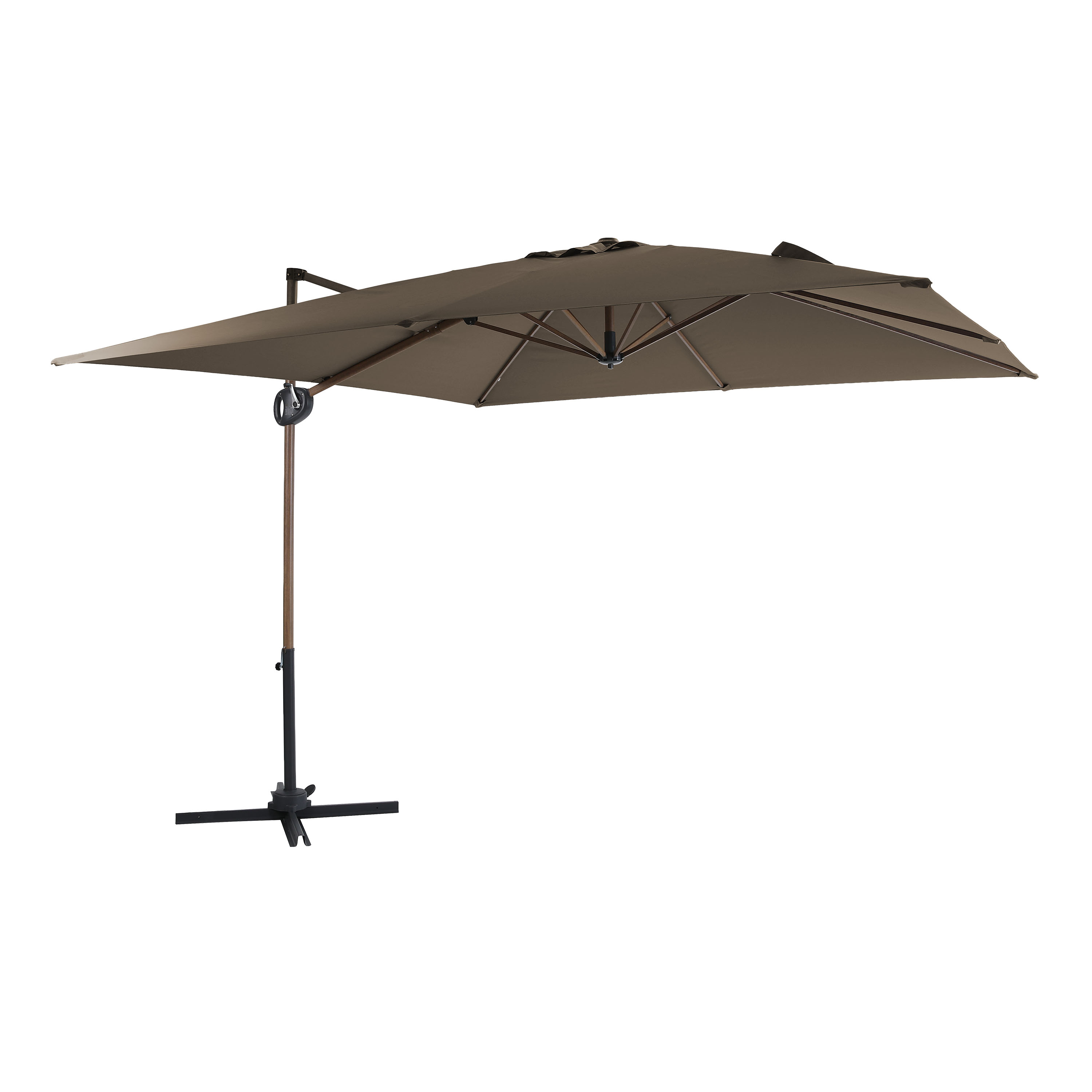 Mira Parasol déporté 300 x 300 cm Aspect chêne/Taupe