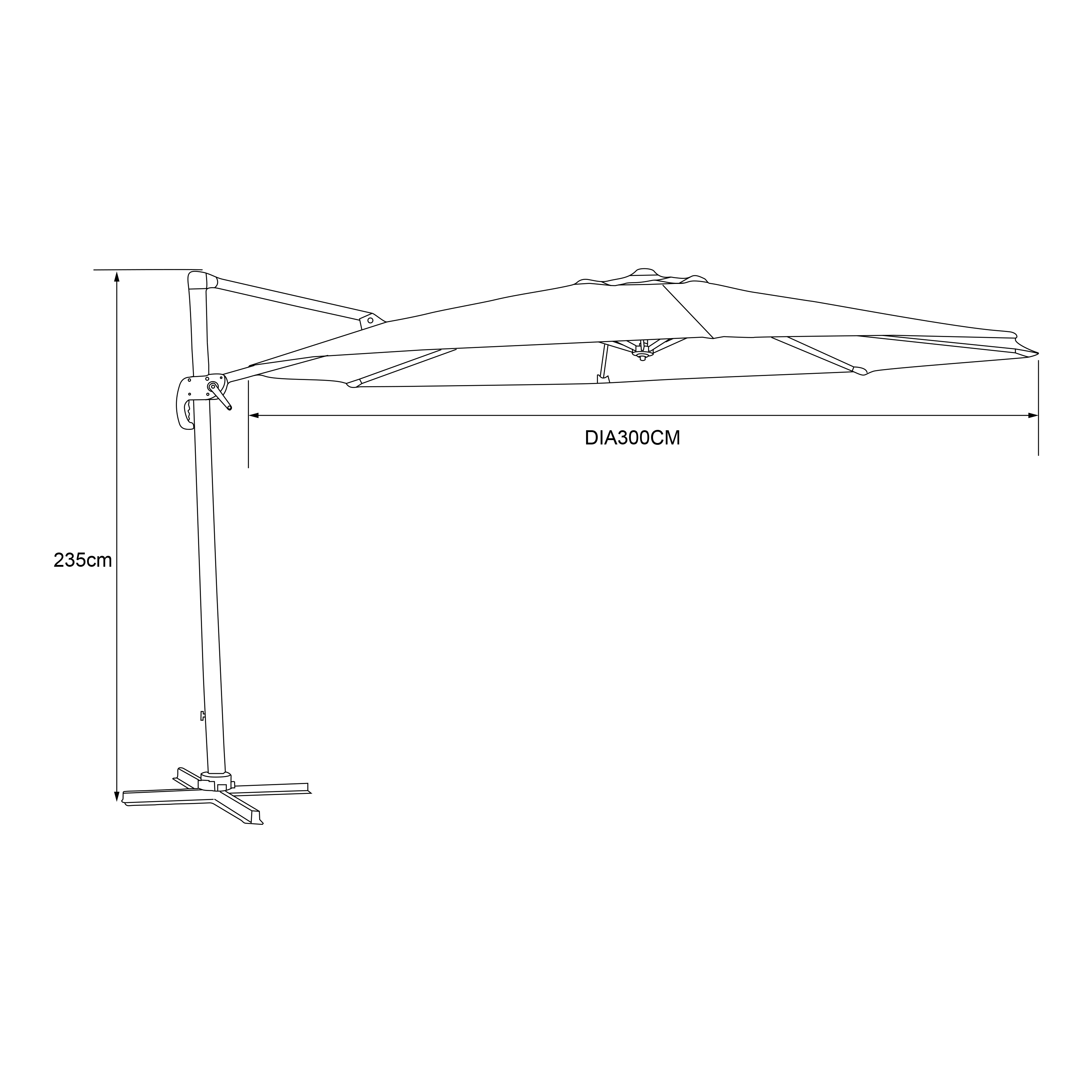 Marisol Zweefparasol Ø 300cm Houtlook/grijs
