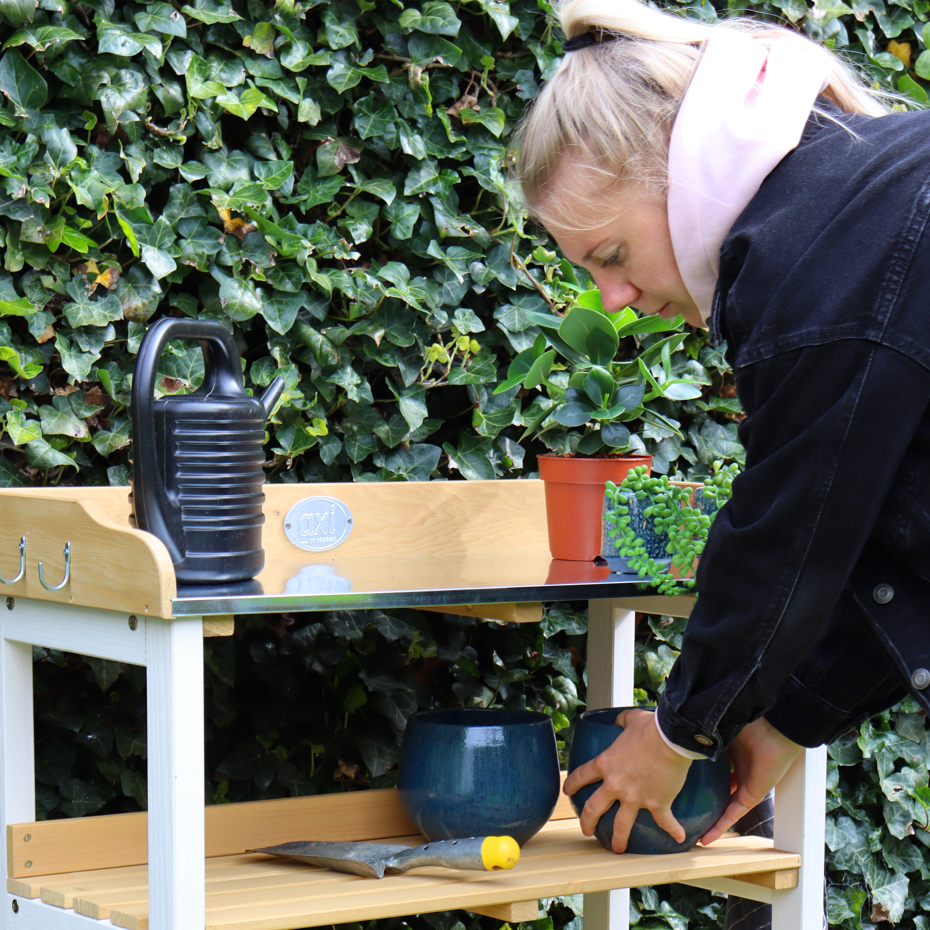 Oppottafel met opbergplanken Bruin/wit