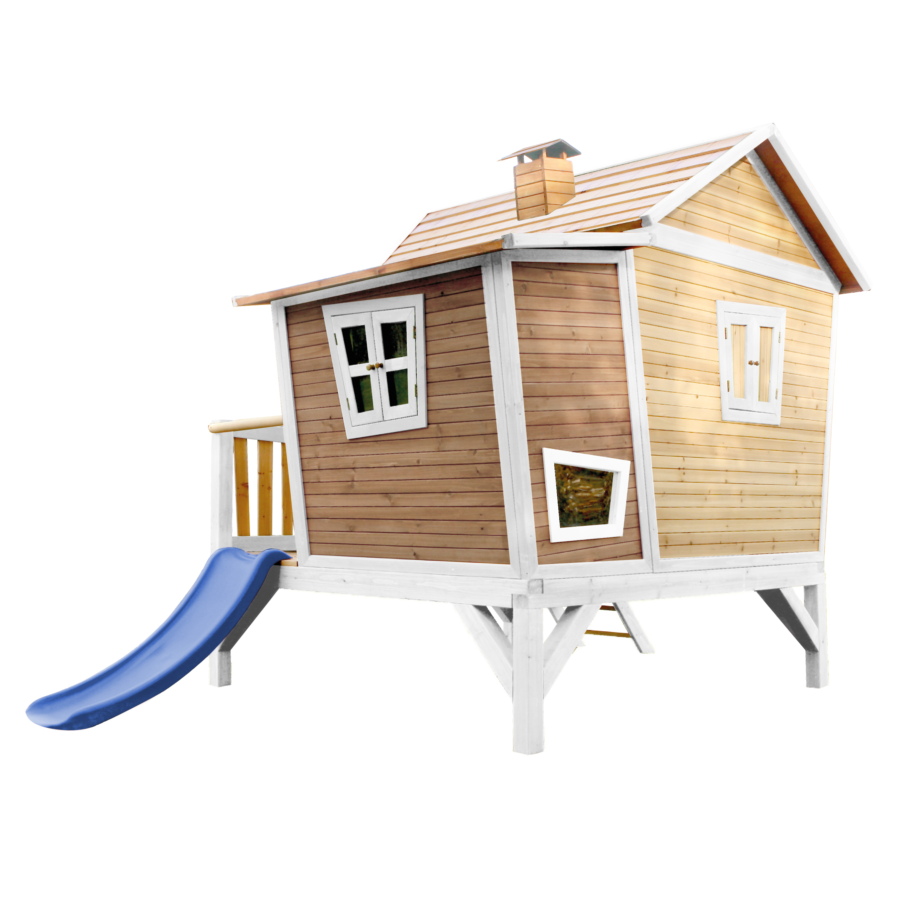 Emma Playhouse Brown/White - Blue Slide